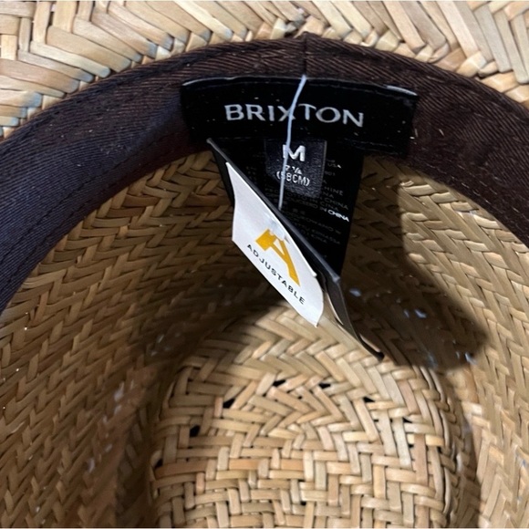 New with Tags Brixton Natural Straw Fedora with Brown Band. Size Medium - Picture 4 of 8